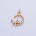 Tiny CZ Star Charm Small Round Disc Charm Celestial Jewelry Add-On Charm | AC713 AC714