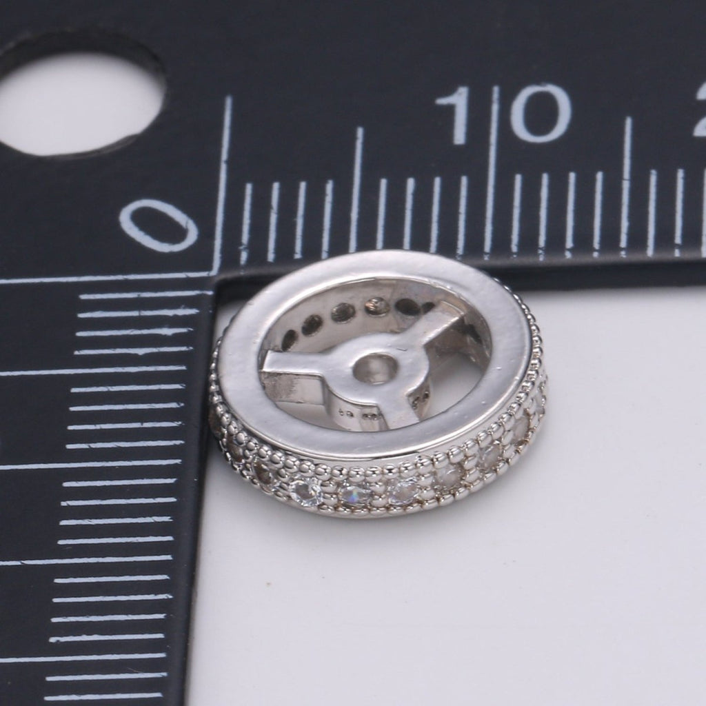 Tiny Gold and Silver Round Wheel Beads CZ Mini Geometric Circle Shape Jewelry Making Beads B-504