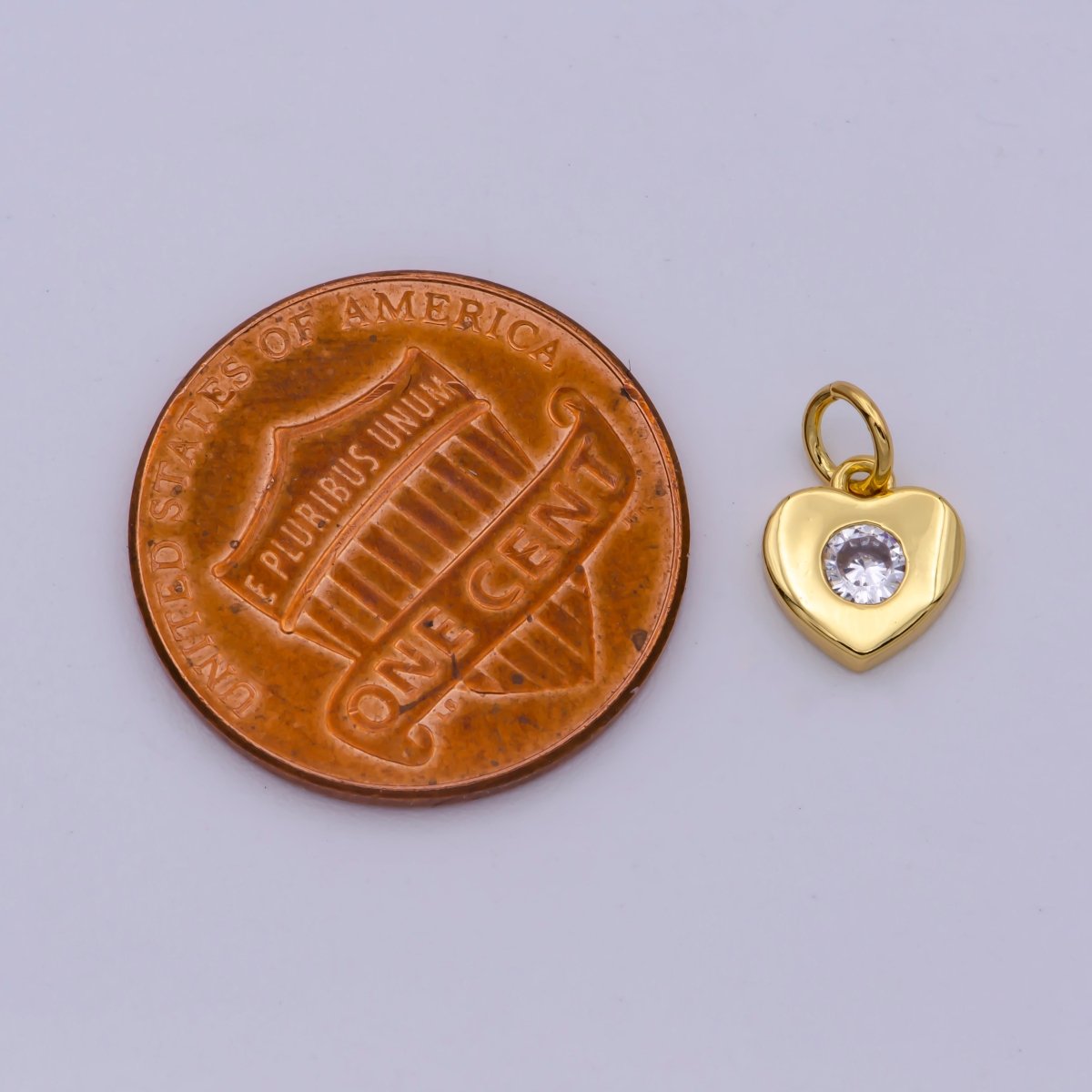 TINY Gold plated Heart Charm Small Cz Heart Charm add on Handmade Jewelry Supplies. Handcrafted Supplies M-872 - DLUXCA