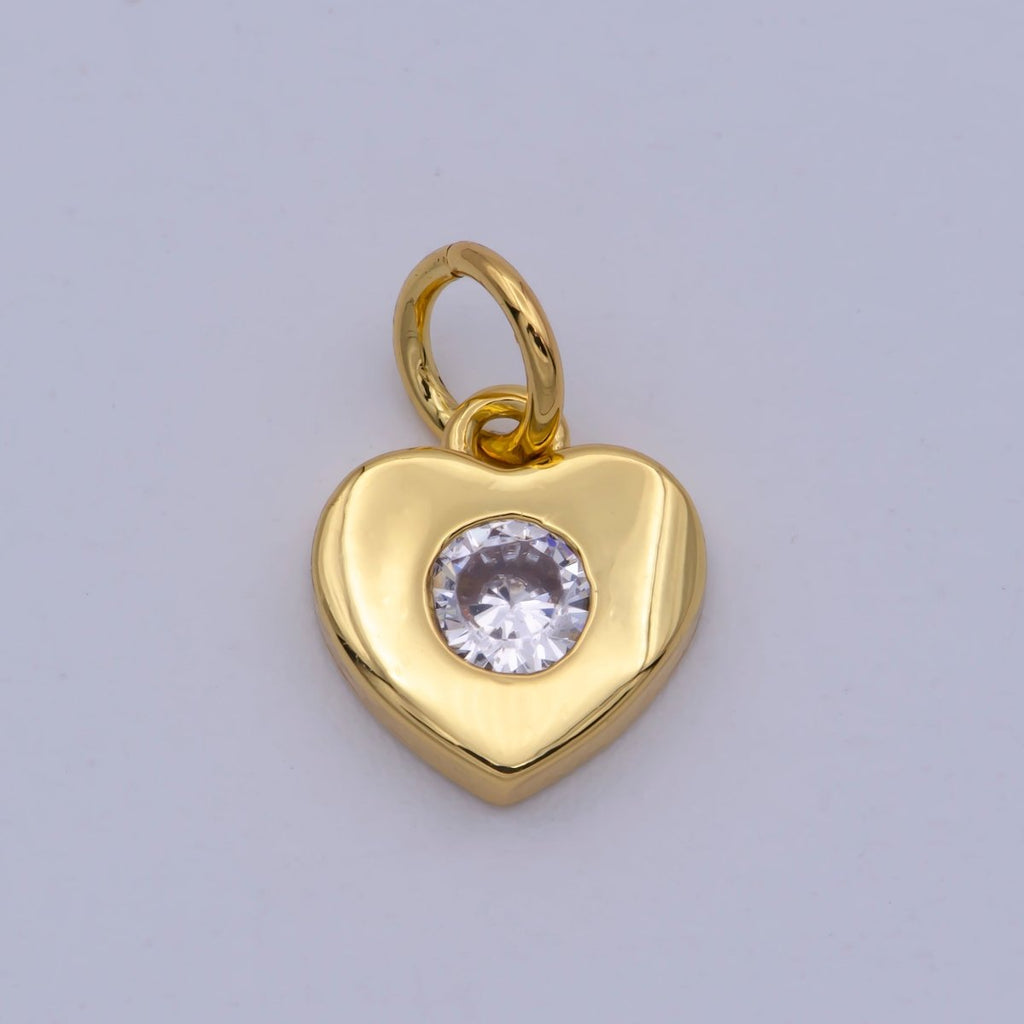 TINY Gold plated Heart Charm Small Cz Heart Charm add on Handmade Jewelry Supplies. Handcrafted Supplies M-872 - DLUXCA