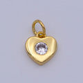 TINY Gold plated Heart Charm Small Cz Heart Charm add on Handmade Jewelry Supplies. Handcrafted Supplies M-872 - DLUXCA
