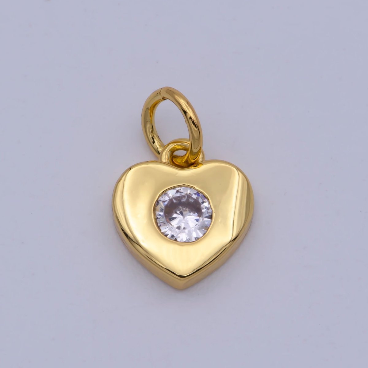 TINY Gold plated Heart Charm Small Cz Heart Charm add on Handmade Jewelry Supplies. Handcrafted Supplies M-872 - DLUXCA
