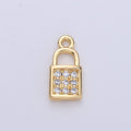 Tiny Gold Micro Pave padlock charm for Jewelry making, Minimalist, Simple lock charm for Bracelet Necklace Earring Component C-686 - DLUXCA