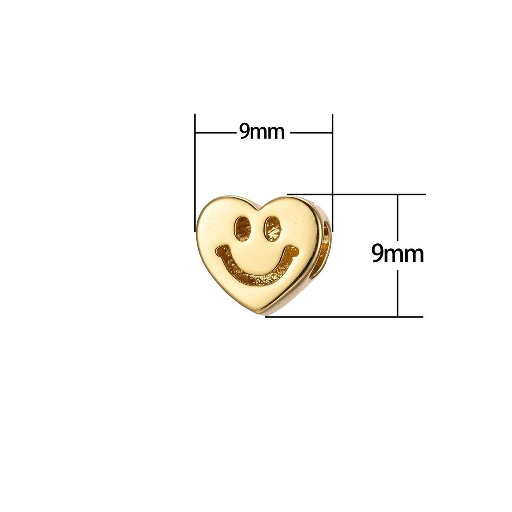 Tiny Heart Beads, Gold Smiley Face Heart Spacer Beads Happy Face Jewelry B-530 - DLUXCA