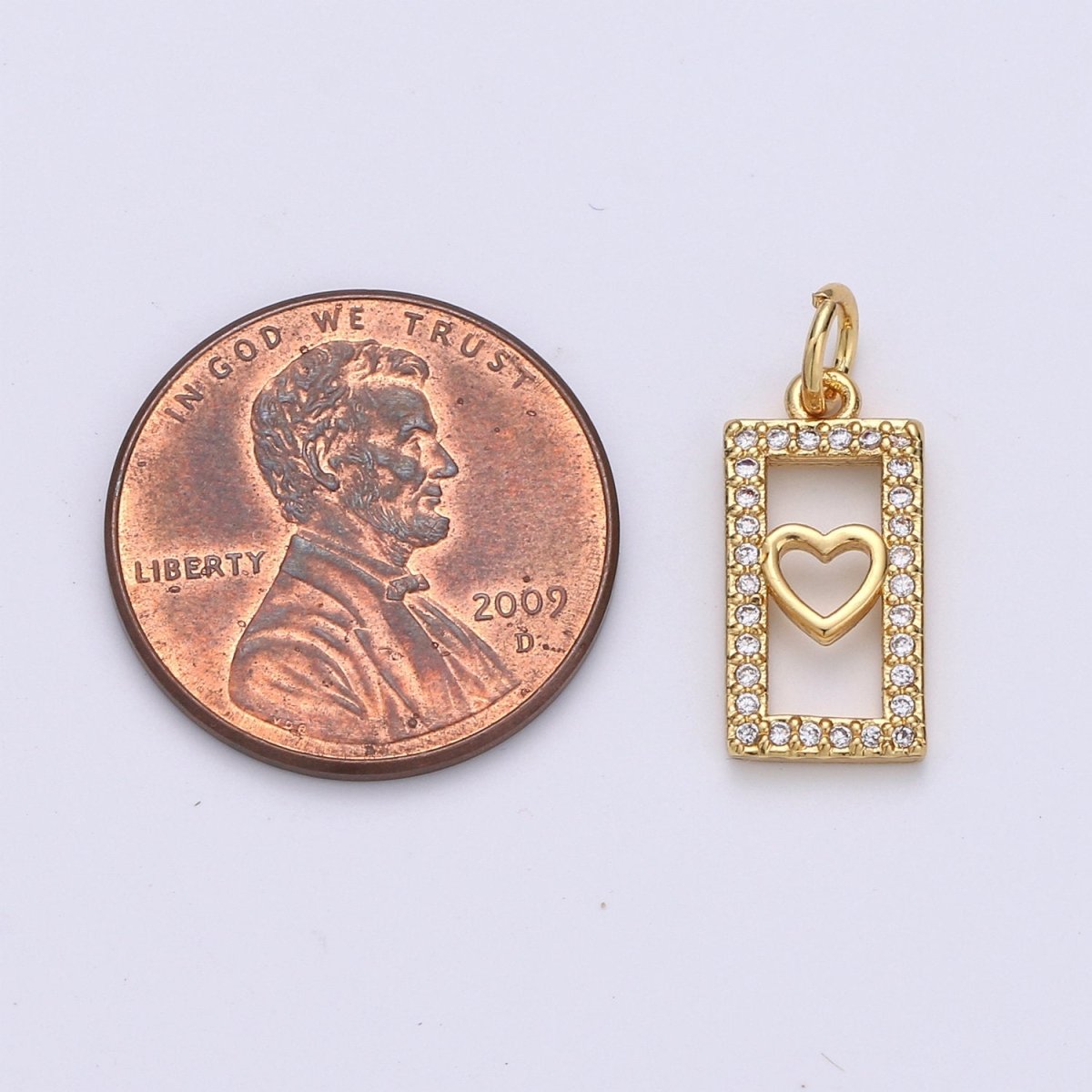 Tiny Heart Charm CZ Cubic Zirconia Mini Lover Charm Gold Charm 14k Gold plated Micro Pave Charm for Bracelet Necklace Earring Jewelry, D-242 - DLUXCA