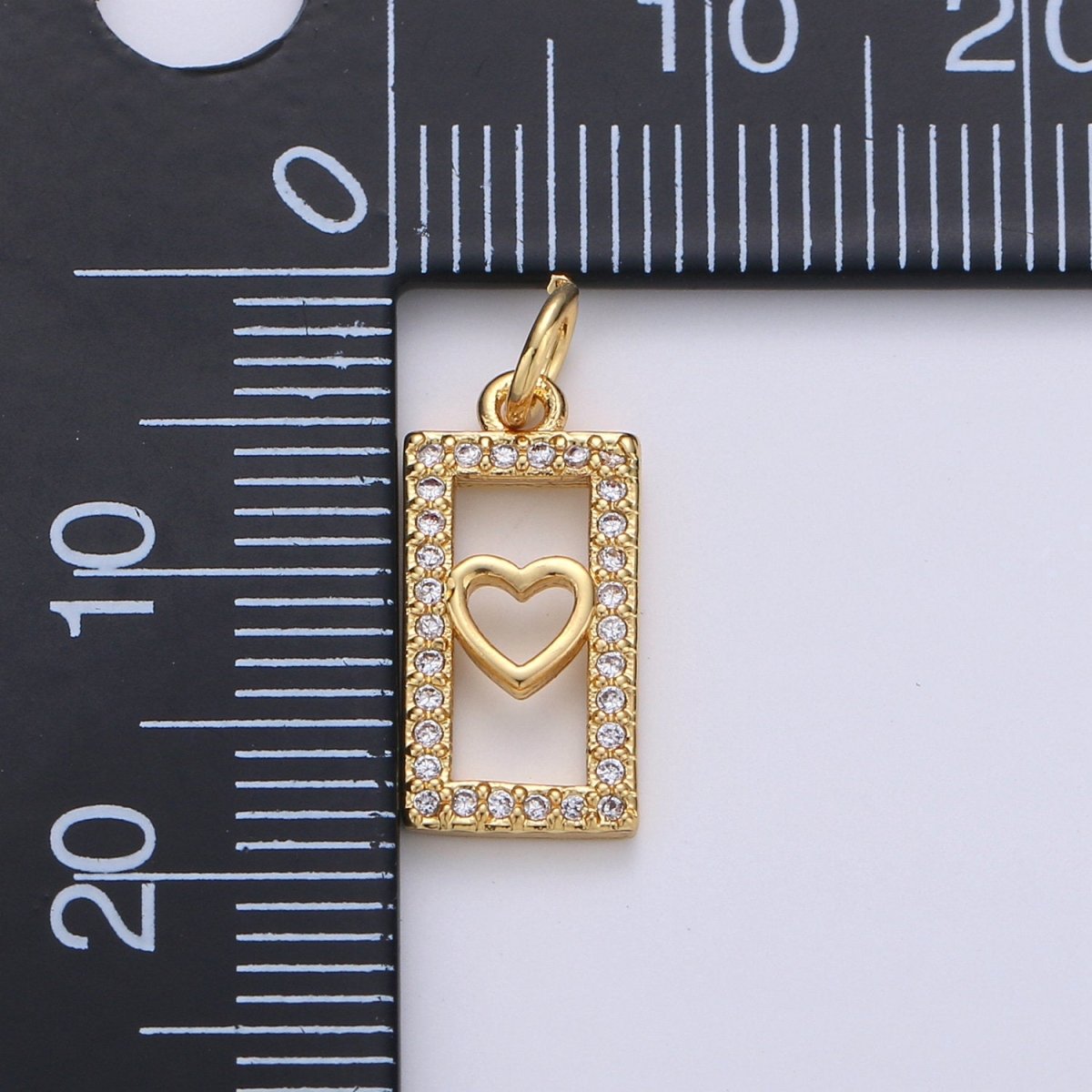 Tiny Heart Charm CZ Cubic Zirconia Mini Lover Charm Gold Charm 14k Gold plated Micro Pave Charm for Bracelet Necklace Earring Jewelry, D-242 - DLUXCA