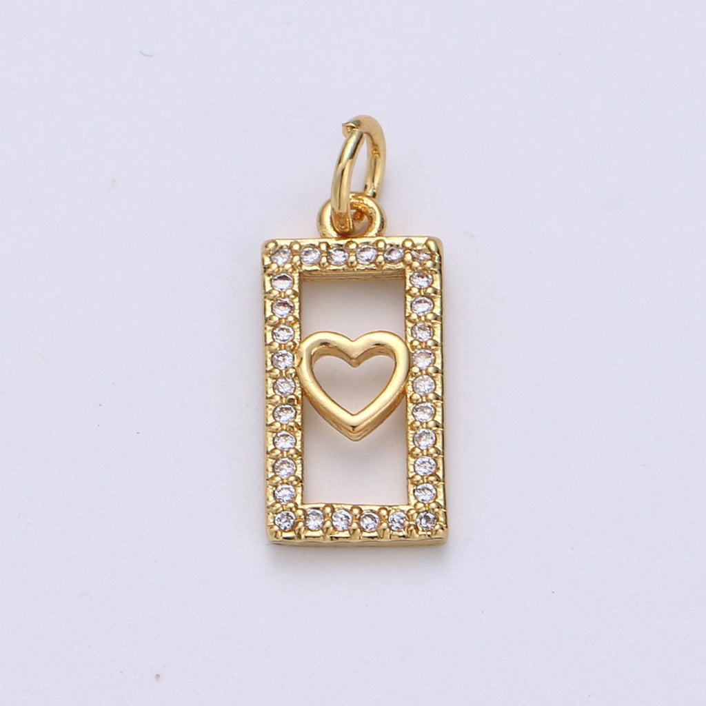 Tiny Heart Charm CZ Cubic Zirconia Mini Lover Charm Gold Charm 14k Gold plated Micro Pave Charm for Bracelet Necklace Earring Jewelry, D-242 - DLUXCA
