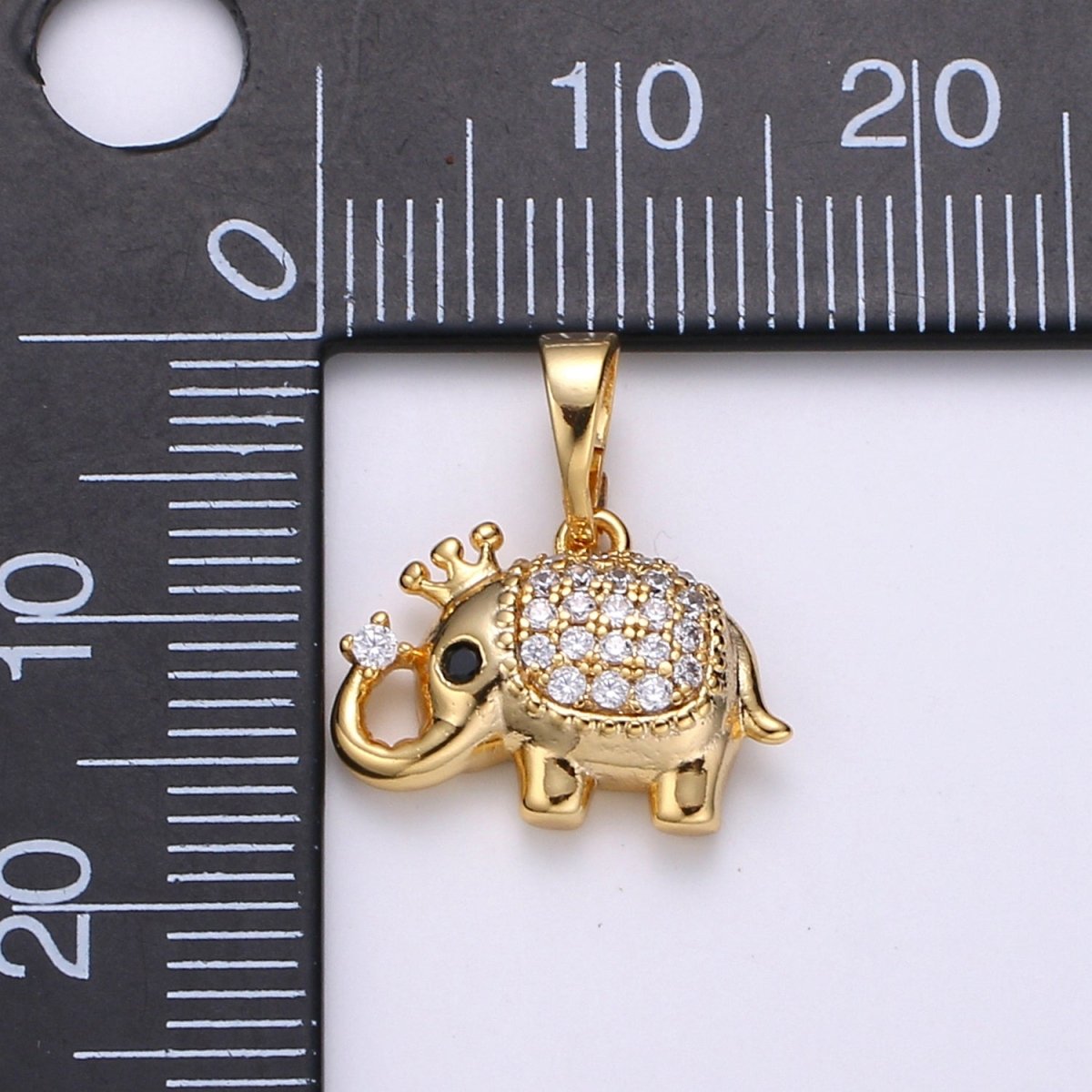 Tiny Micro Pave Elephant Charms 24k Gold plated Micro Pave CZ Elephant for Wild Animal Inspired Jewelry Charm J-237 - DLUXCA