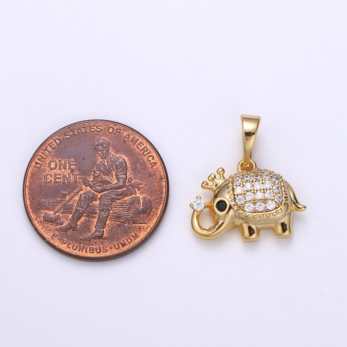 Tiny Micro Pave Elephant Charms 24k Gold plated Micro Pave CZ Elephant for Wild Animal Inspired Jewelry Charm J-237 - DLUXCA