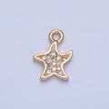 Tiny Micro Pave Star Charm, Gold North Star Starfish Charm For Jewelry Making | X-030 - DLUXCA