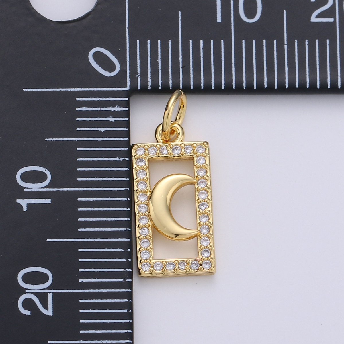 Tiny Moon Charm CZ Cubic Zirconia Mini Crescent moon Charm Gold Charm 14k Gold plated Micro Pave Charm for Bracelet Necklace Earring Jewelry D-235 - DLUXCA