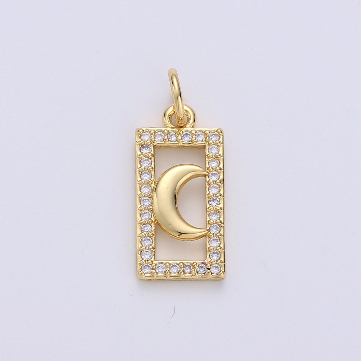 Tiny Moon Charm CZ Cubic Zirconia Mini Crescent moon Charm Gold Charm 14k Gold plated Micro Pave Charm for Bracelet Necklace Earring Jewelry D-235 - DLUXCA