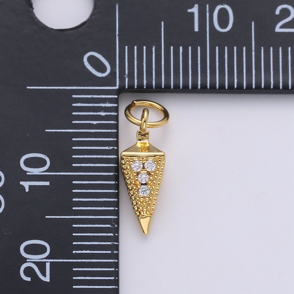 Tiny Pendulum charm 24k gold plated Spike Jewelry making, Gold plated Jewelry component Stud Charm for Bracelet Earring Necklace Supply D-260 D-261