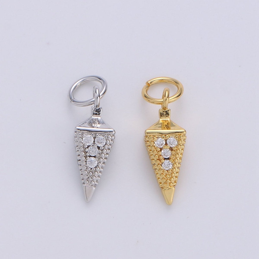 Tiny Pendulum charm 24k gold plated Spike Jewelry making, Gold plated Jewelry component Stud Charm for Bracelet Earring Necklace Supply D-260 D-261