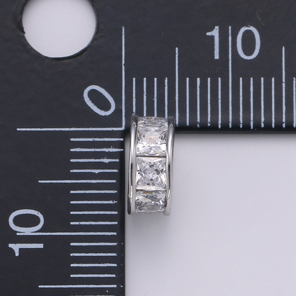 Tiny Silver Round Circle Ring Beads CZ Crystal Mini Geometric Round Shape Jewelry Making Beads B364 - DLUXCA