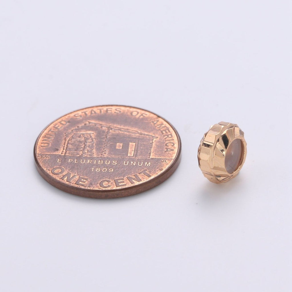 Tiny Simple Golden Round Ring Beads, Mini Plain Gold plated Geometric Shape Beads B372 - DLUXCA