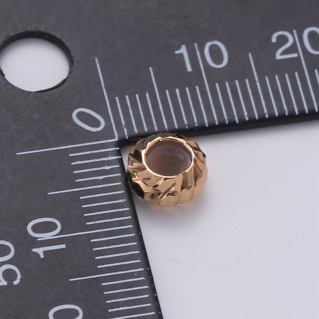 Tiny Simple Golden Round Ring Beads, Mini Plain Gold plated Geometric Shape Beads B372 - DLUXCA