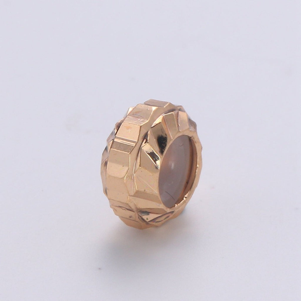 Tiny Simple Golden Round Ring Beads, Mini Plain Gold plated Geometric Shape Beads B372 - DLUXCA