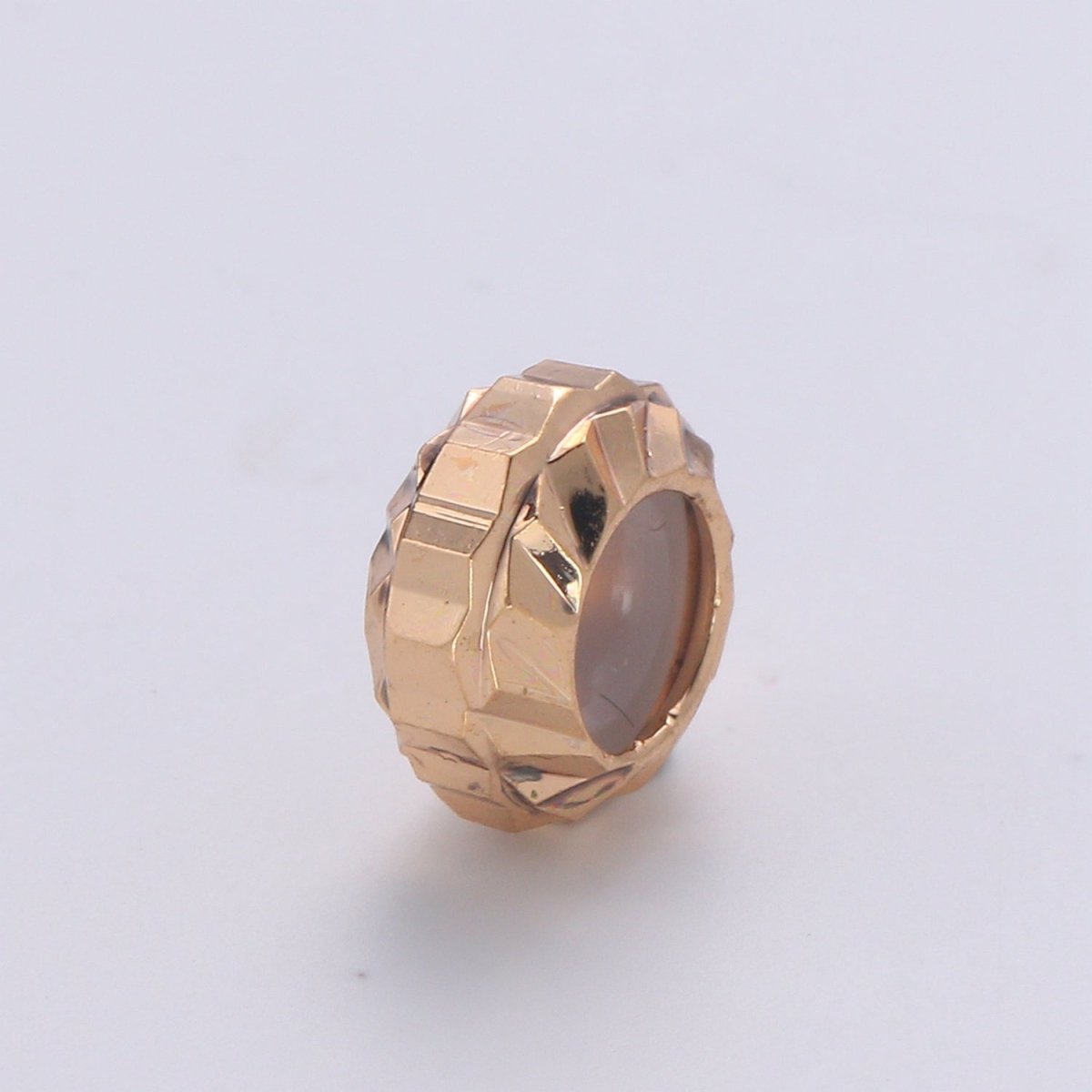 Tiny Simple Golden Round Ring Beads, Mini Plain Gold plated Geometric Shape Beads B372 - DLUXCA