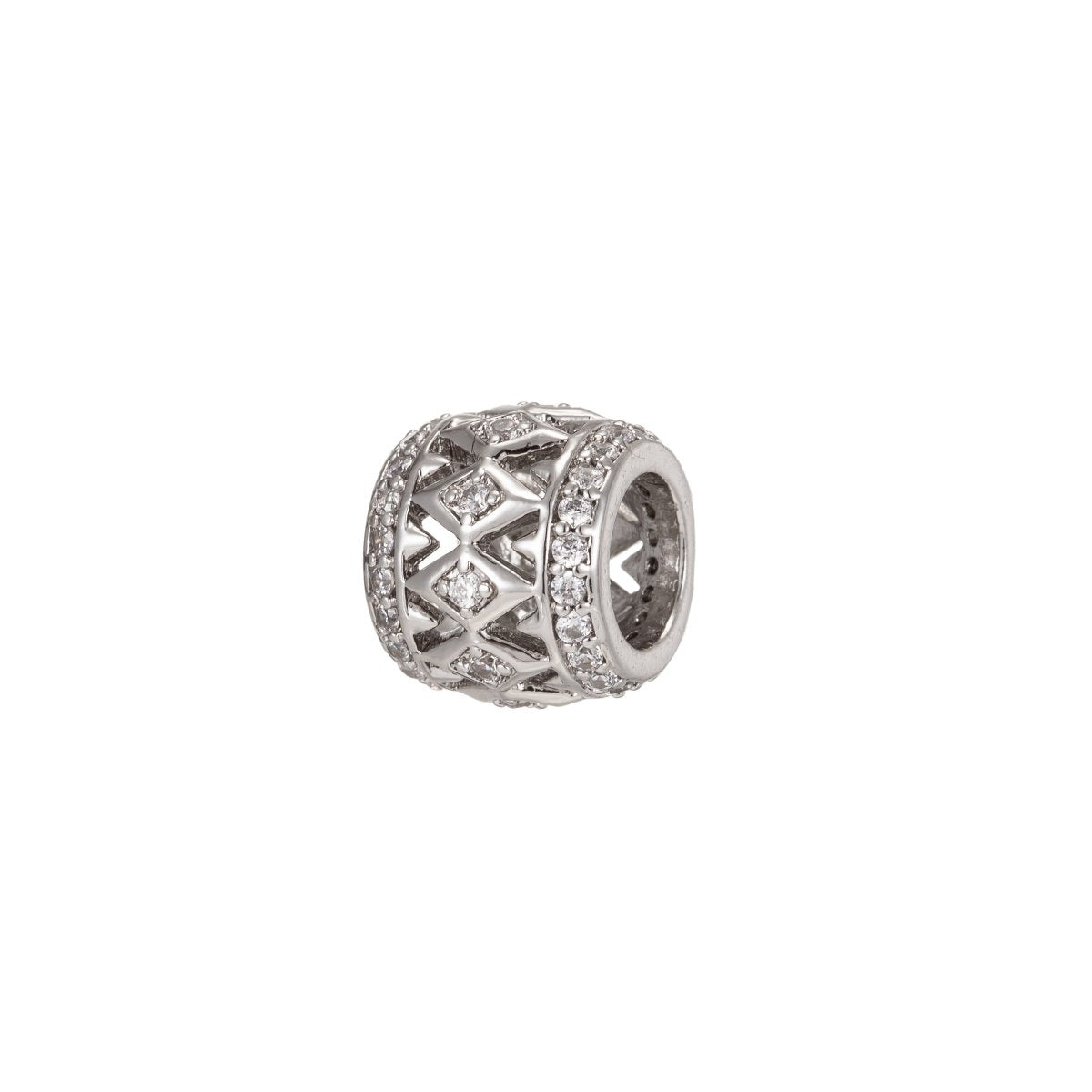 Tiny Square Ornamented Silver Beads Tube CZ Gold plated Artistic Geometric Jewelry Making Beads Supply B-191 - DLUXCA