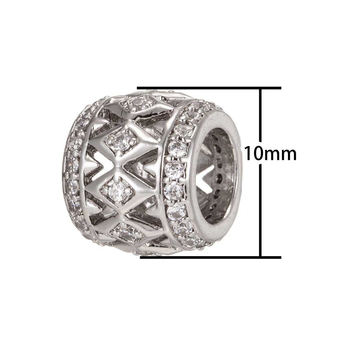 Tiny Square Ornamented Silver Beads Tube CZ Gold plated Artistic Geometric Jewelry Making Beads Supply B-191 - DLUXCA