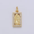 Tiny Virgin Mary Charm CZ Cubic Zirconia Mini Religious Charm Gold Charm 14k Gold plated Micro Pave Charm for Bracelet Necklace Earring, D-249, D-454