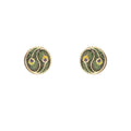 Tiny Yin Yang Round Leaf with Purple Crystal Stud Earrings CZ Gold plated Mini Casual Daily Wear Earring Jewelry P-152 - DLUXCA