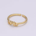 Trendy Mustache Ring, Gold Open Adjustable Ring Dainty Tiny Small Cute Mustache Ring, Fashion Jewelry, Everyday Ring, R-345 - DLUXCA