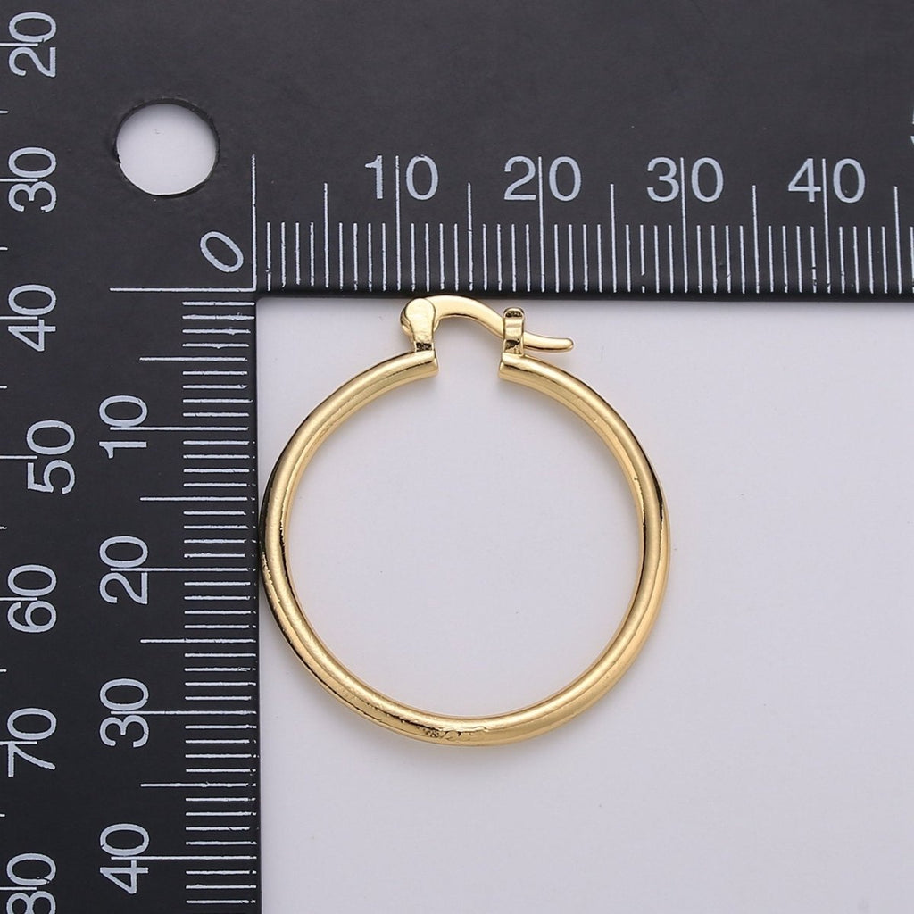 Tube Hoops Gold, 30mm Gold Hoops, Large Gold Hoop Earrings, Hollow Hoop Earrings, Chunky Hoops, Light Hoops for Every Day Wear Q-229 - DLUXCA