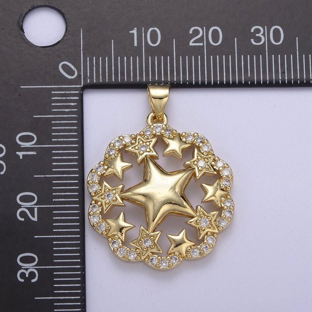Twinkle Little Star Gold plated Pendant Cubic Zirconia Star Charm for Celebration Party H-483 - DLUXCA