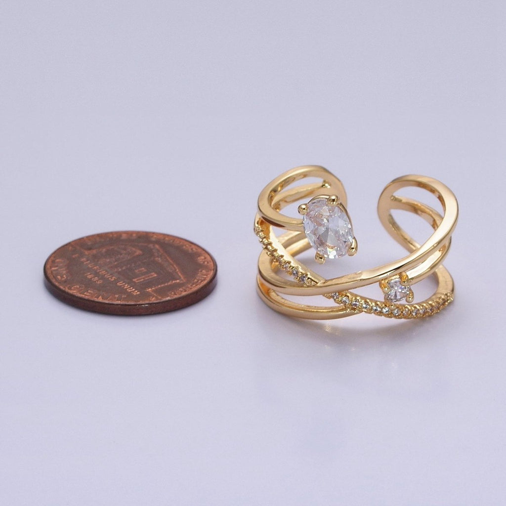 Twist Gold Ring With Double Band Criss Cross Silver Ring Stackable Ring O-1803 O-1804