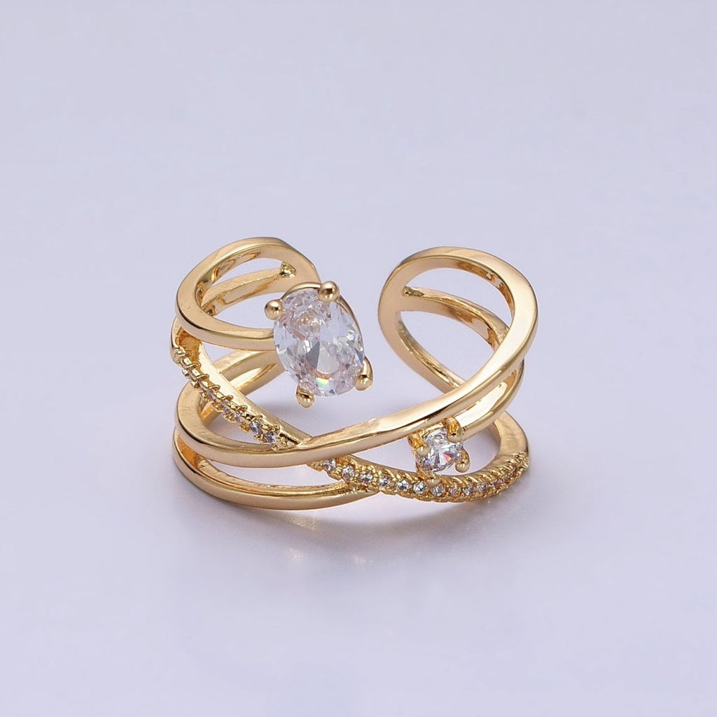 Twist Gold Ring With Double Band Criss Cross Silver Ring Stackable Ring O-1803 O-1804