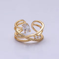 Twist Gold Ring With Double Band Criss Cross Silver Ring Stackable Ring O-1803 O-1804