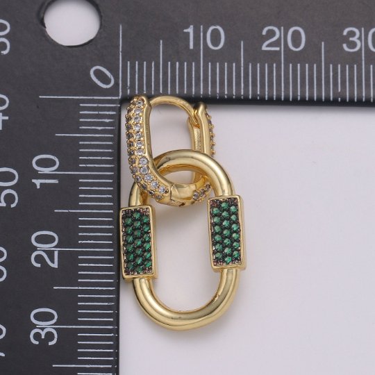 U Shaped Earring Micro Pave Earring 24k Gold plated Cubic Zirconia Gemstone Gold Statement earring Dangle Oval Charm P-051 P-052