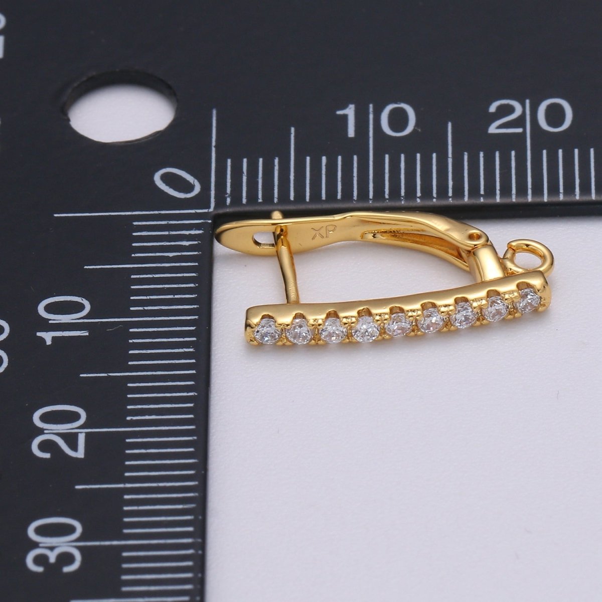 U Shaped Huggie Earring 24K Gold plated Cz Micro Pave Hoops with open link for Jewelry Making Supply L-229 - DLUXCA
