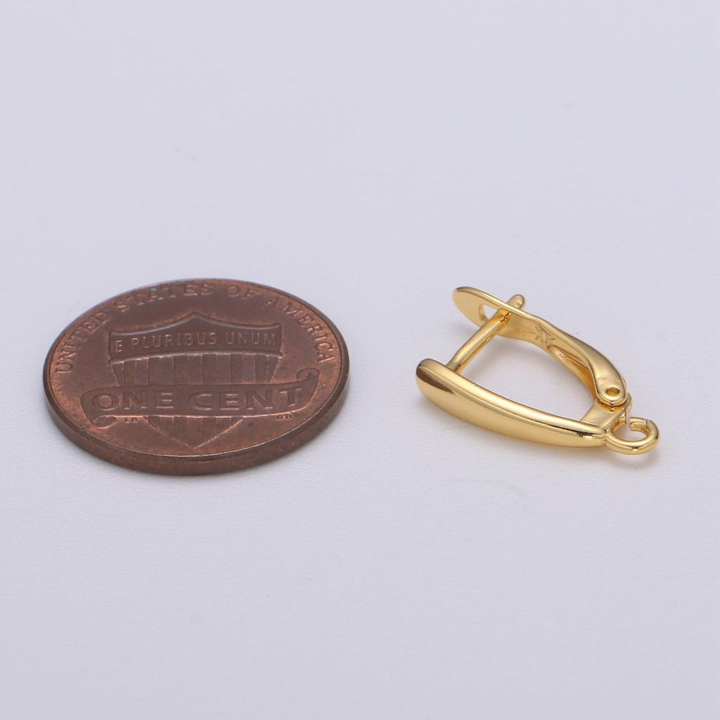 U Shaped Huggie Earring 24K Gold plated Simple Hoops with open link for Jewelry Making Supply L-228 - DLUXCA