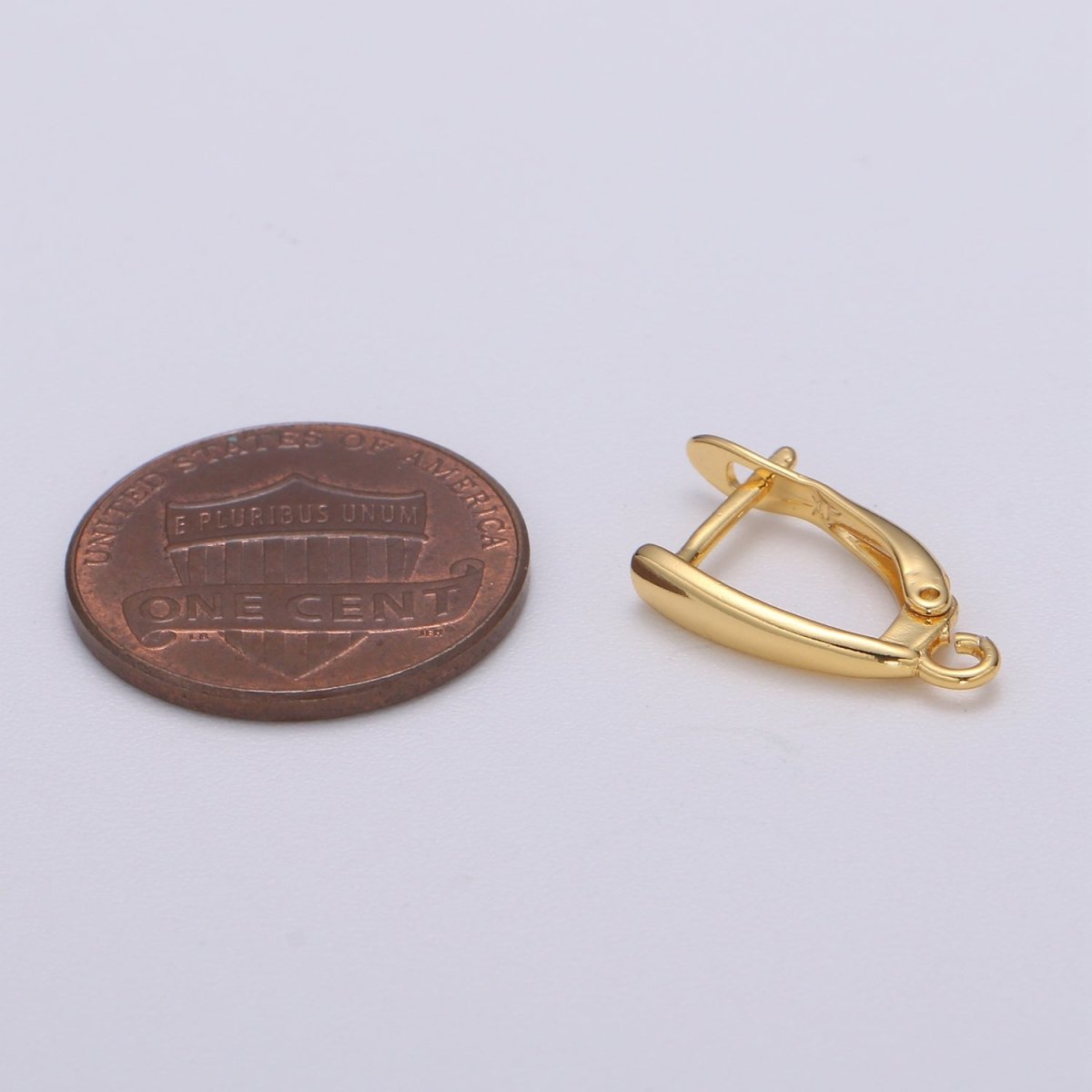 U Shaped Huggie Earring 24K Gold plated Simple Hoops with open link for Jewelry Making Supply L-228 - DLUXCA