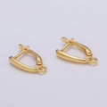 U Shaped Huggie Earring 24K Gold plated Simple Hoops with open link for Jewelry Making Supply L-228 - DLUXCA