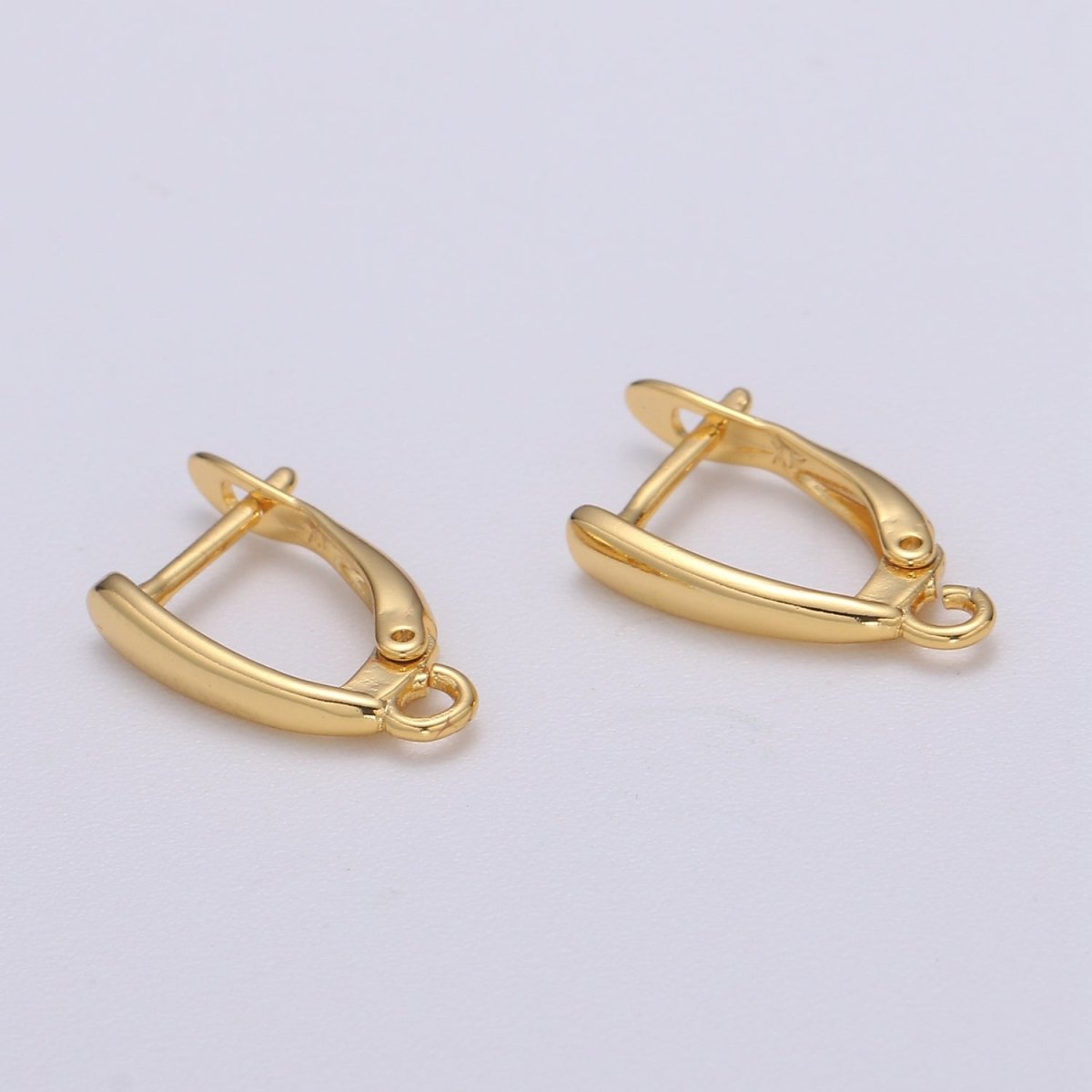 U Shaped Huggie Earring 24K Gold plated Simple Hoops with open link for Jewelry Making Supply L-228 - DLUXCA