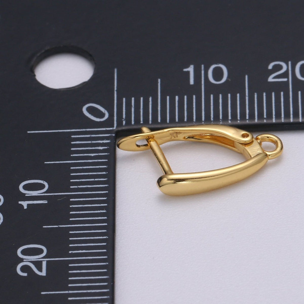 U Shaped Huggie Earring 24K Gold plated Simple Hoops with open link for Jewelry Making Supply L-228 - DLUXCA