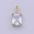 Unique Emerald Cut Solitaire Pendant Necklace Square CZ Diamond Charm for Bridal Wedding Necklace Dainty Necklace J-449 - DLUXCA