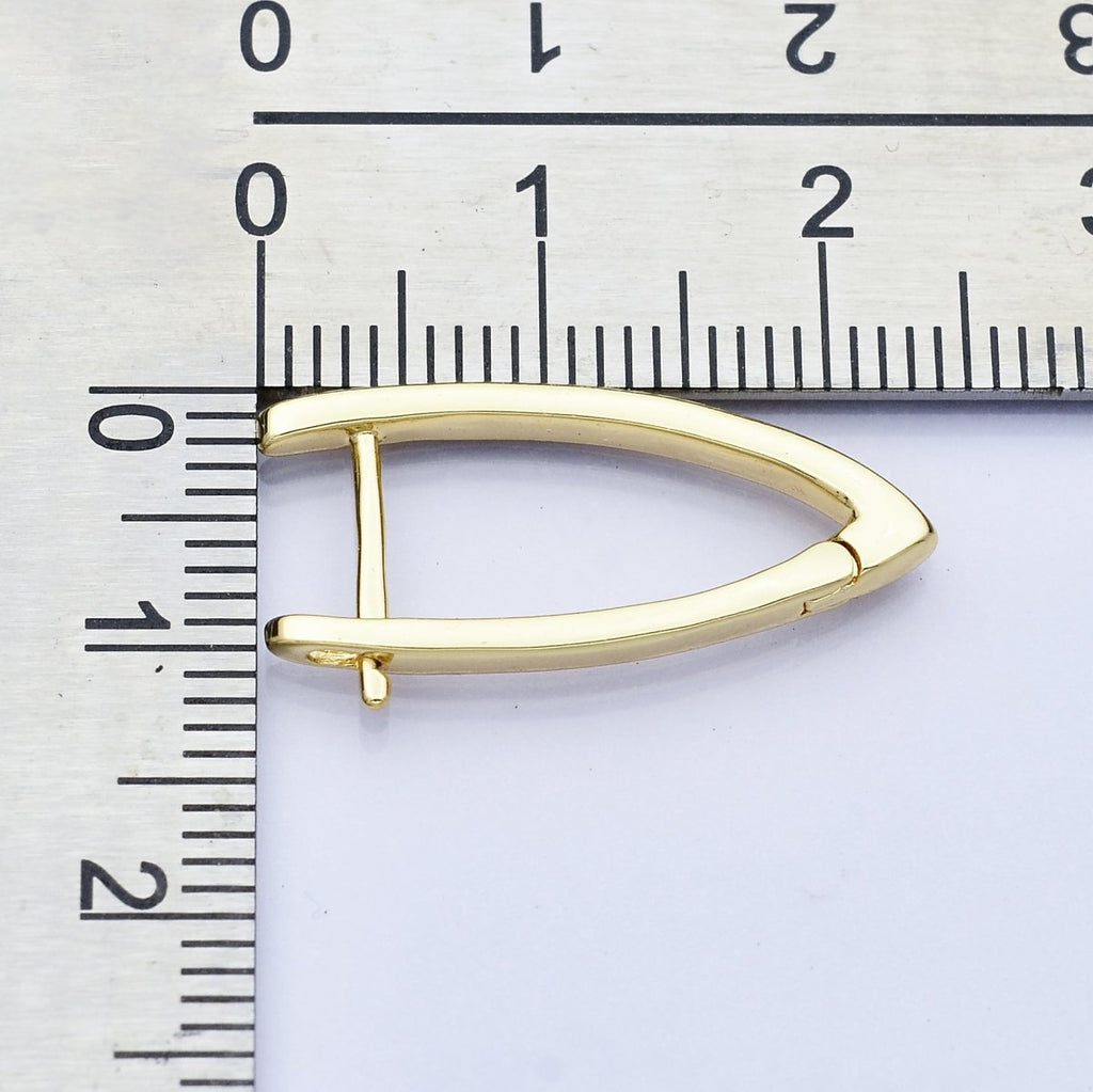 V - Shaped Ellipse Golden Huggies Earring, Plain Gold plated Oval Ellipse Geometric Daily Wear Earring Jewelry Q - 227 