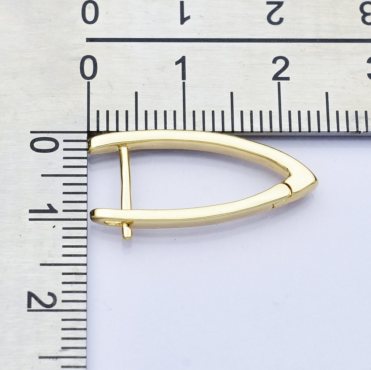 V - Shaped Ellipse Golden Huggies Earring, Plain Gold plated Oval Ellipse Geometric Daily Wear Earring Jewelry Q - 227 