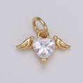 Venus 24K Gold Pendant,Solitaire CZ Heart Pendant ,Doves Cubic Mini Pendant, Aphrodite Dainty Bracelet Earring Necklace Charm E-186 - DLUXCA