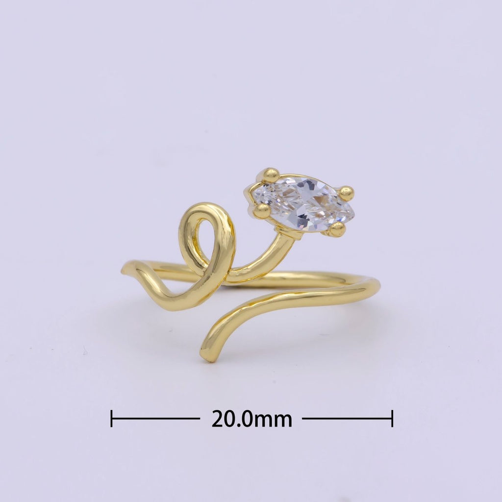 Vine Snake Shape Jewelry Rings Slim Gold plated jewelry Party ring Gift idea U-149 - DLUXCA