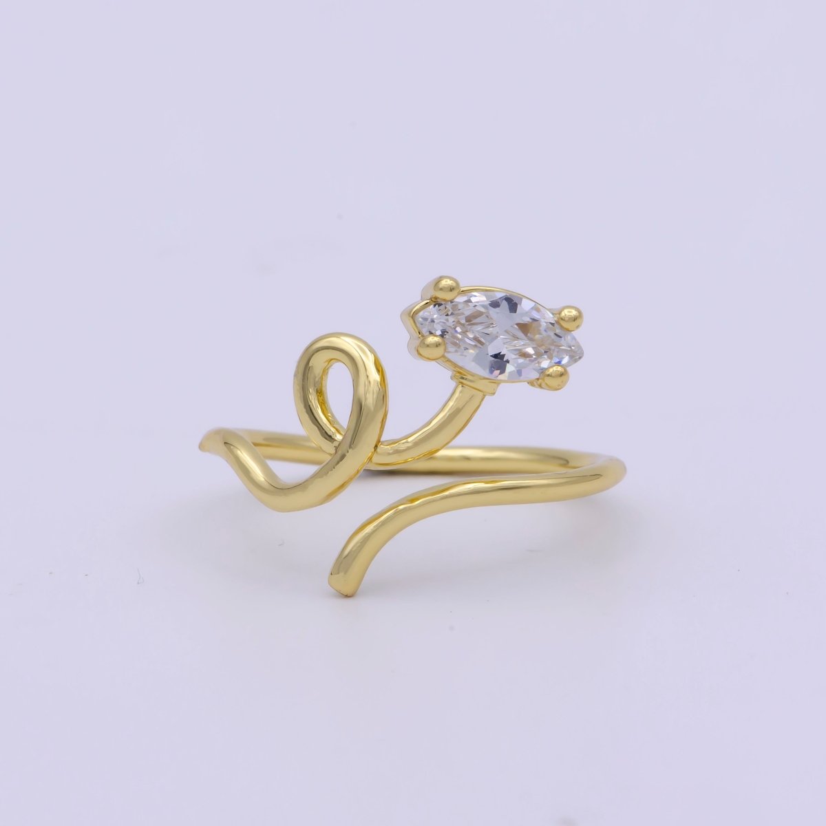 Vine Snake Shape Jewelry Rings Slim Gold plated jewelry Party ring Gift idea U-149 - DLUXCA