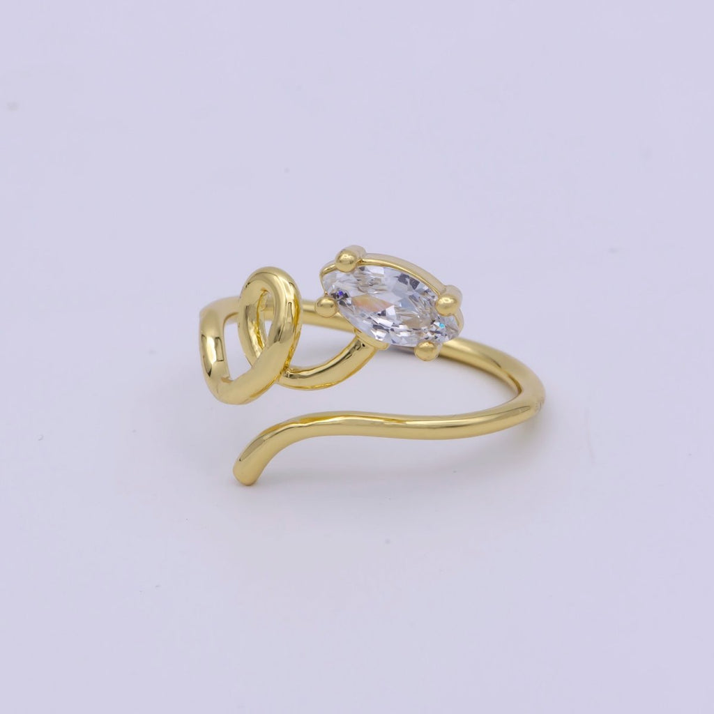 Vine Snake Shape Jewelry Rings Slim Gold plated jewelry Party ring Gift idea U-149 - DLUXCA