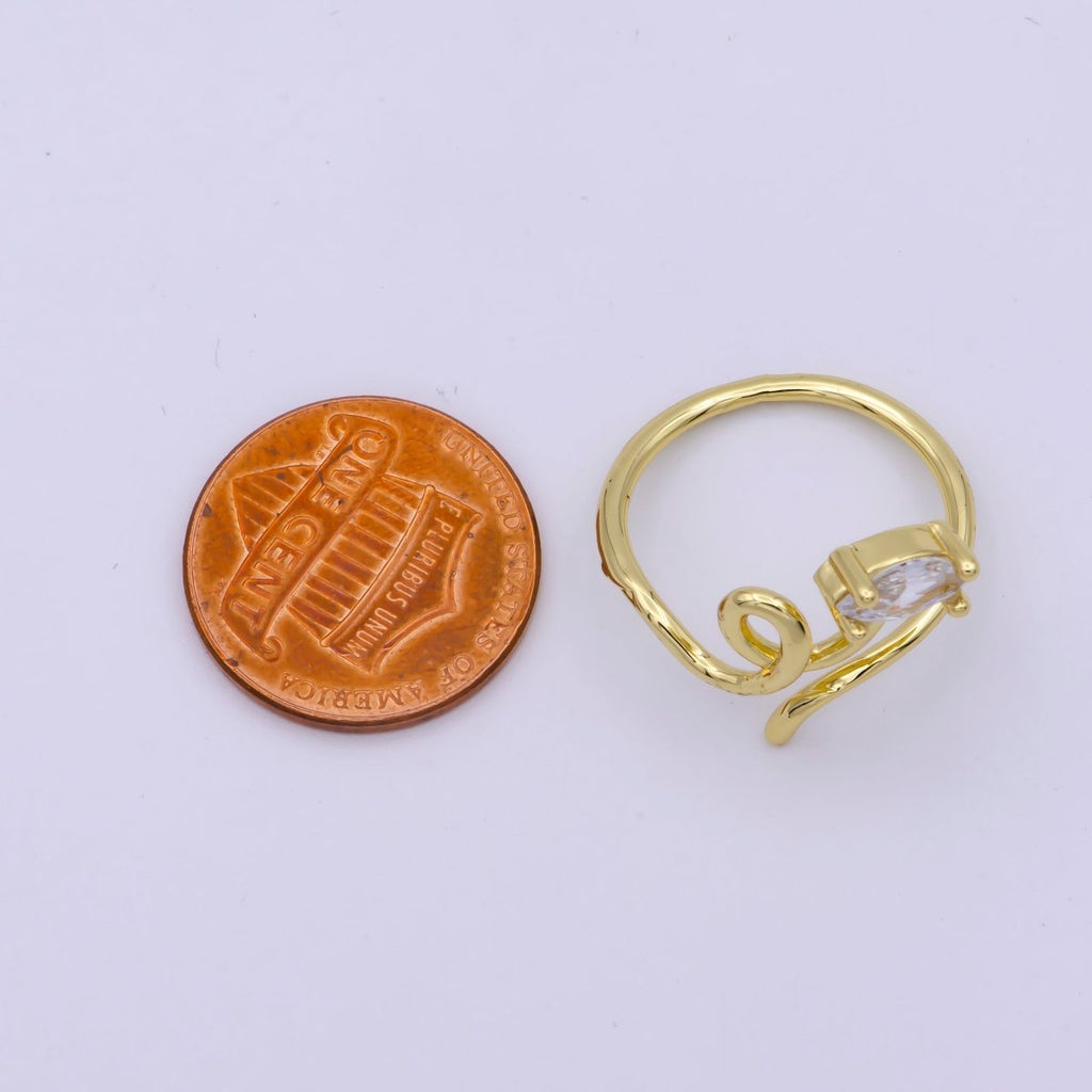 Vine Snake Shape Jewelry Rings Slim Gold plated jewelry Party ring Gift idea U-149 - DLUXCA