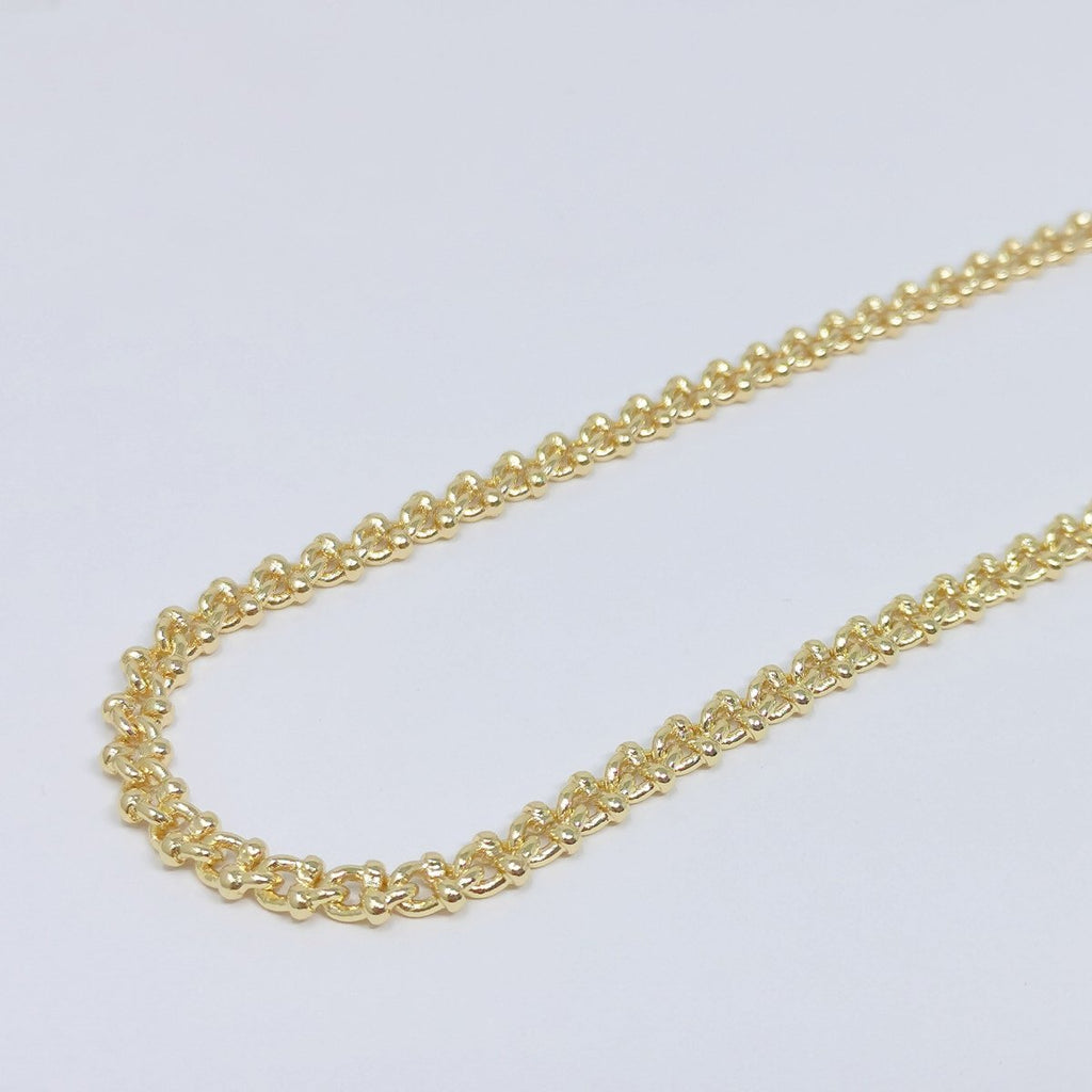 Vintage City Hardware, 24K Gold plated, Chain by Yard, Oval Double Dot Link Chain, Bold bulk Roll Chain, Size 8x5.5mm, Wholesale Necklace Making | ROLL-400 Clearance Pricing - DLUXCA