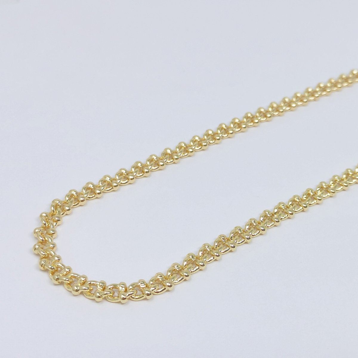 Vintage City Hardware, 24K Gold plated, Chain by Yard, Oval Double Dot Link Chain, Bold bulk Roll Chain, Size 8x5.5mm, Wholesale Necklace Making | ROLL-400 Clearance Pricing - DLUXCA